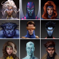 a group of x - men characters in different colors